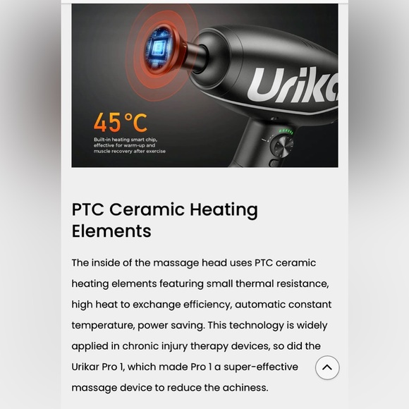 PRO MASSAGE GUN Urikar Pro 2 Heated Deep issue Muscle with Rotating Handle - Picture 12 of 16